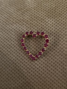 Gold Heart Pendant with Pink Gemstones